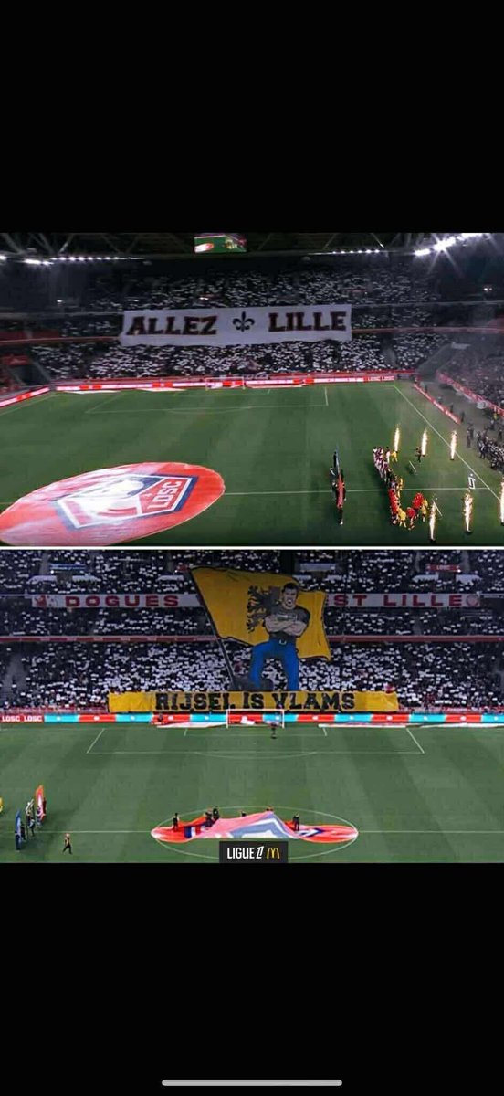 Bon, c'est toujours trop facile avec lille, on ne voulait rien sortir ce soir.
Outre le tifo feuilles toujours aussi pauvre visuellement, quand on veut se revendiquer d'une culture, on fait relire le message #flamandLV3 #vlaams
#LOSCPSG