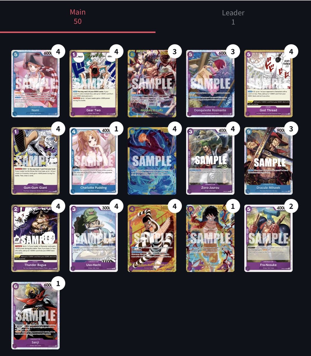 talos41tv's tweet image. 2nd in todays Carta Magica Online Regionals with UP Luffy. This was my first finals and I am so happy to have gotten here and hope the end of the year continues to treat me great as this year has been unbelievable! I will be doing a break down on @TheMetaLab_TX  soon. Pasta Time