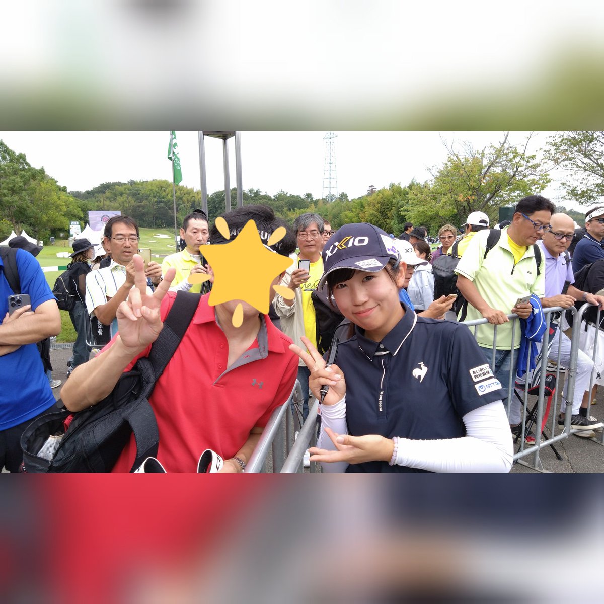 sansouci_2000's tweet photo. 日本女子オープンゴルフ
金土日と3日間観戦、この4年間会いに行っても会えなかった稲見萌寧選手にようやく会えて、予選も通過で、3日間全ホールきっちり見ることができた。
ミスもあったけど良い所もいっぱい、今後に期待！サインも2ショット写真もいただきサイコー！ https://t.co/YvlPLOih3j