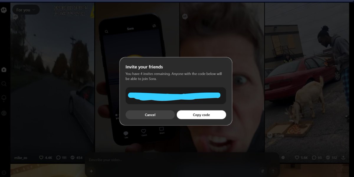Je partage avec vous mon code d'invitation Sora 2 AI

1. Like ce tweet 👍
2. Commente ''Code''
3. Abonne-toi à moi pour que je puisse t'envoyer un message

Ensuite, envoie-moi un DM avec et tu recevras ton code !

#Sora2InviteCode