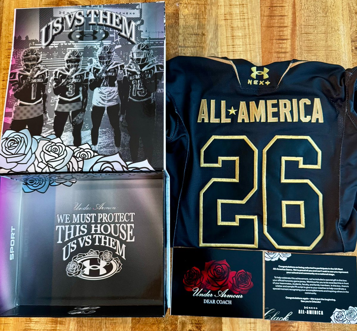 Blessed to be chosen as one of the Nation’s 100 premier HS football players by <a href="/espn/">ESPN</a>  &amp; receive the Official All-American game jersey to represent <a href="/buford_football/">Buford Football</a>  on national stage at the <a href="/UANextFootball/">All-America Game</a> All-American Game in Orlando. 
Excited to hand over this prestigious