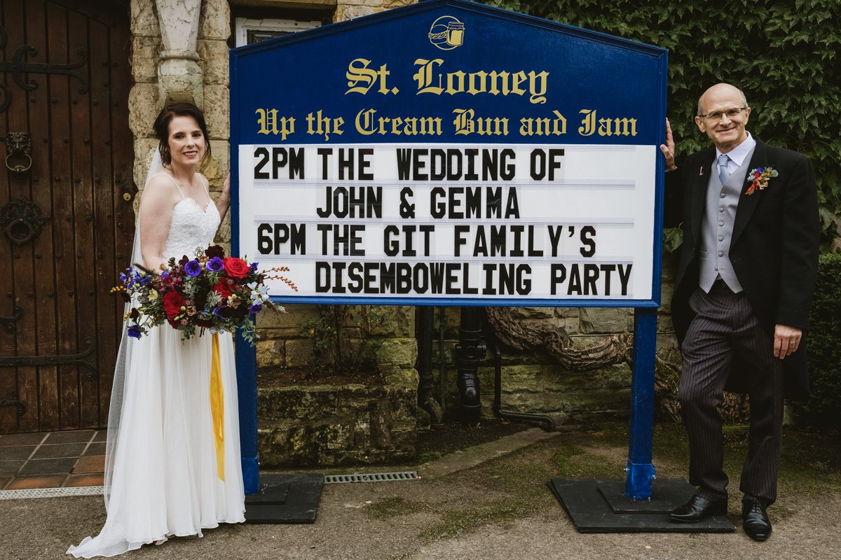 uptone's tweet image. And this happened 6 years ago today at @RavenswoodVenue! Happy Anniversary @gemthetwit🥰 Yes, that really is Carol Cleveland!
pythonesquewedding.co.uk @montypython #MontyPython #MontyPythonWedding