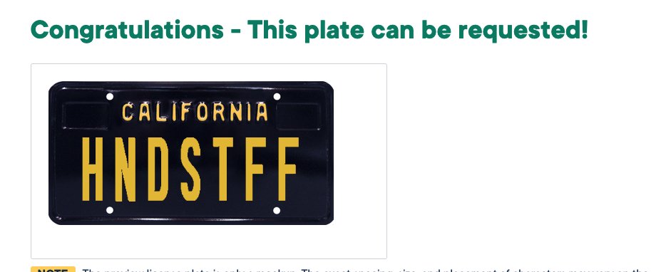 Honestly shocked no one's claimed this vanity plate