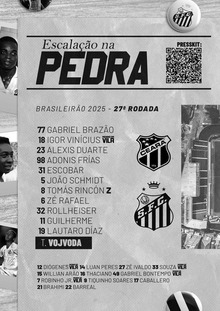 deolhonopeixe's tweet image. 🚨ESCALAÇÃO OFICIAL🚨

O @SantosFC vem com mudanças no time que pega o Ceará. Igor Vinícius, Adonis Frias e Rincón são as novidades aqui na Arena Castelão... #deolhonopeixe