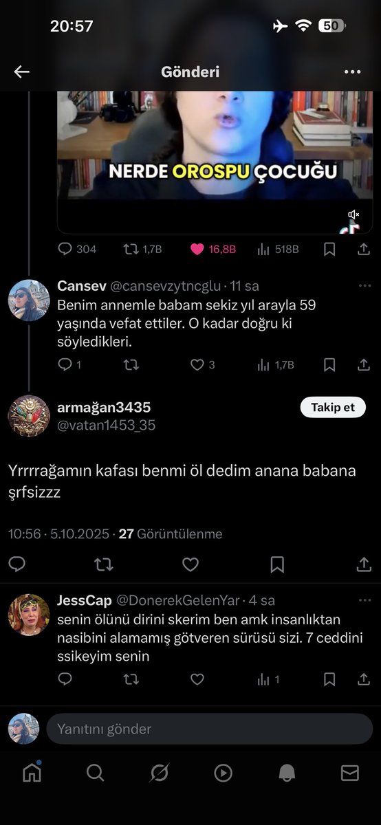 Ben sadece kendi yaşadığımı paylaştım. Buna bile küfürle yaklaşabiliyorsanız, sorun bende değil sizde.
Empati yoksunluğu karakter değil eksikliktir.
Ben acımı anlatıyorum, siz nefret kusuyorsunuz.
Farkımız tam da bu: Ben insan kalabilmişim, siz olamamışsınız.