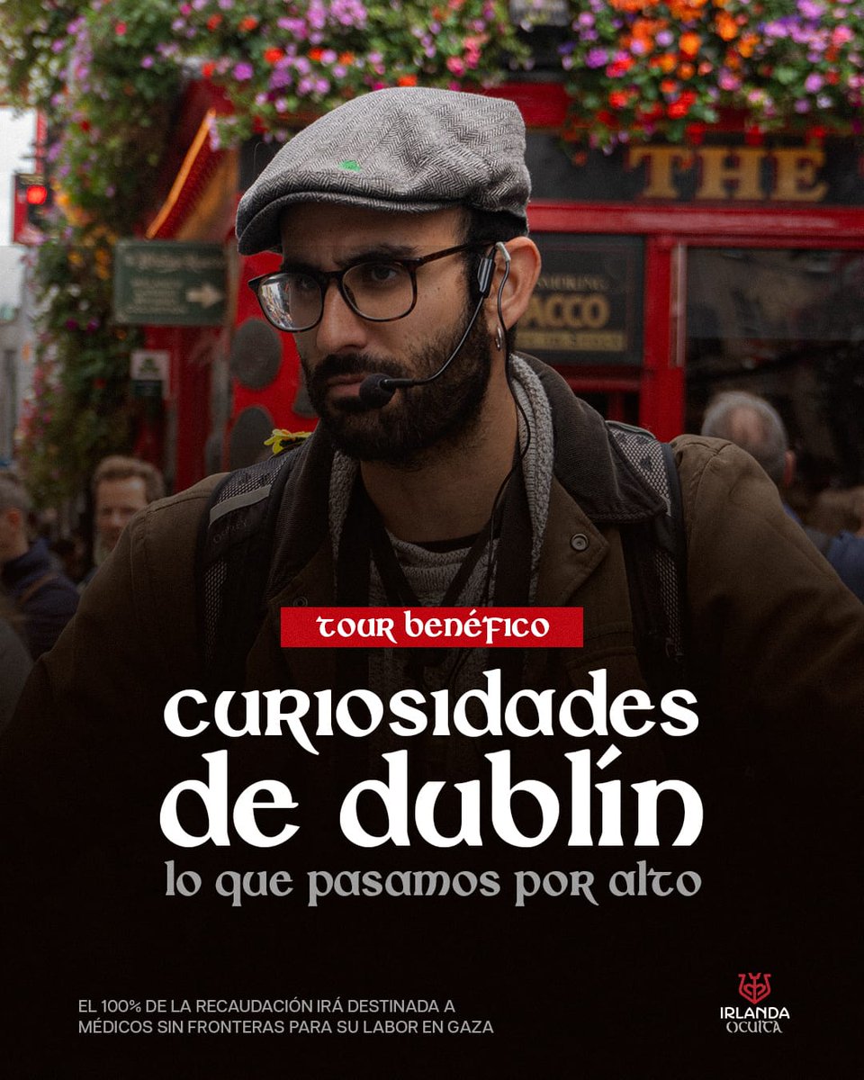 Recomendamos tour benéfico irlandaoculta.com "Curiosidades de Dublín" para contribuir con Médicos sin Fronteras <a href="/MSF_Espana/">Médicos Sin Fronteras</a> y su labor en Gaza
Domingo 12 octubre a las 10am
Más info e inscripciones reservas@irlandaoculta.com instagram.com/irlandaoculta
<a href="/ICDublin/">Instituto Cervantes Dublín</a> <a href="/SpaininIreland/">Spain in Ireland</a>