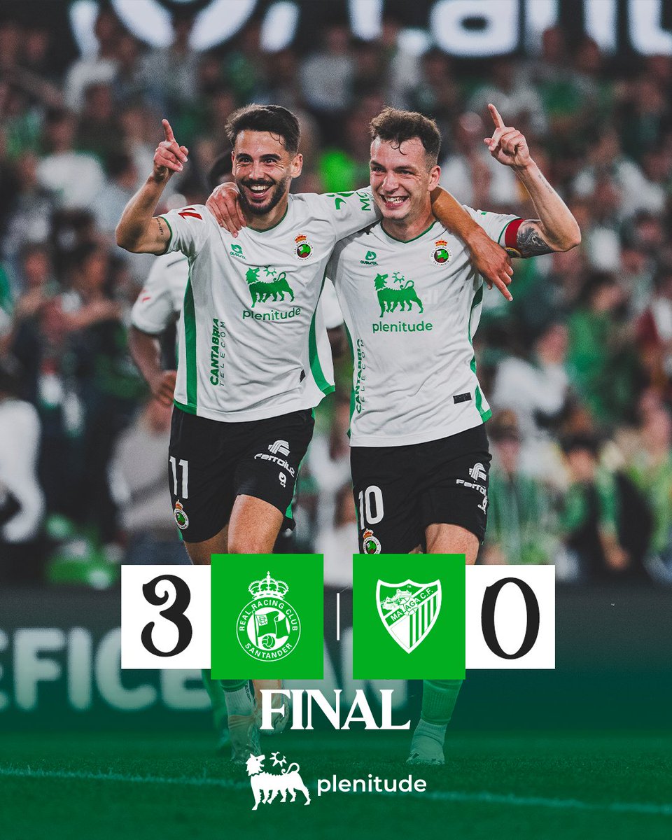 🎉 ¡FINAL EN LOS CAMPOS DE SPORT! ¡VICTORIA DEL RACING!

Racing 3 - 0 <a href="/MalagaCF/">Málaga CF</a> 

🎯 Villalibre, Jeremy y Andrés

#RacingMálaga