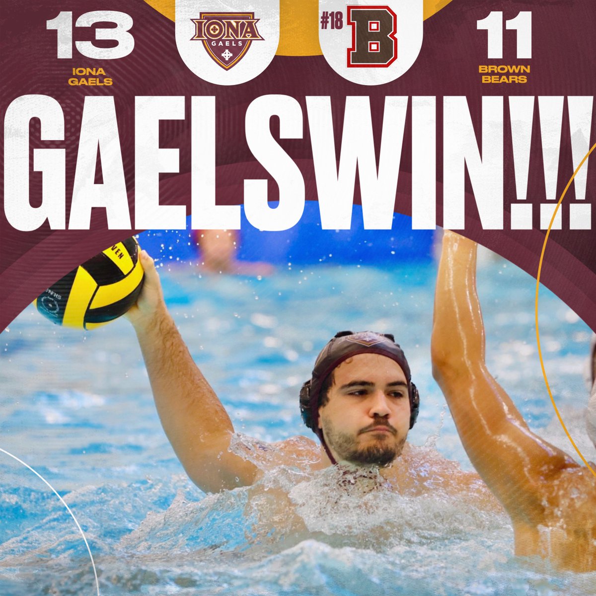 IonaGaels's tweet photo. #GAELSWIN!!!
Iona men's water polo UPSETS #18 Brown at the Hynes Center Pool, 13-11!!
#GaelNation | #IMWP https://t.co/BPc7ofMStB