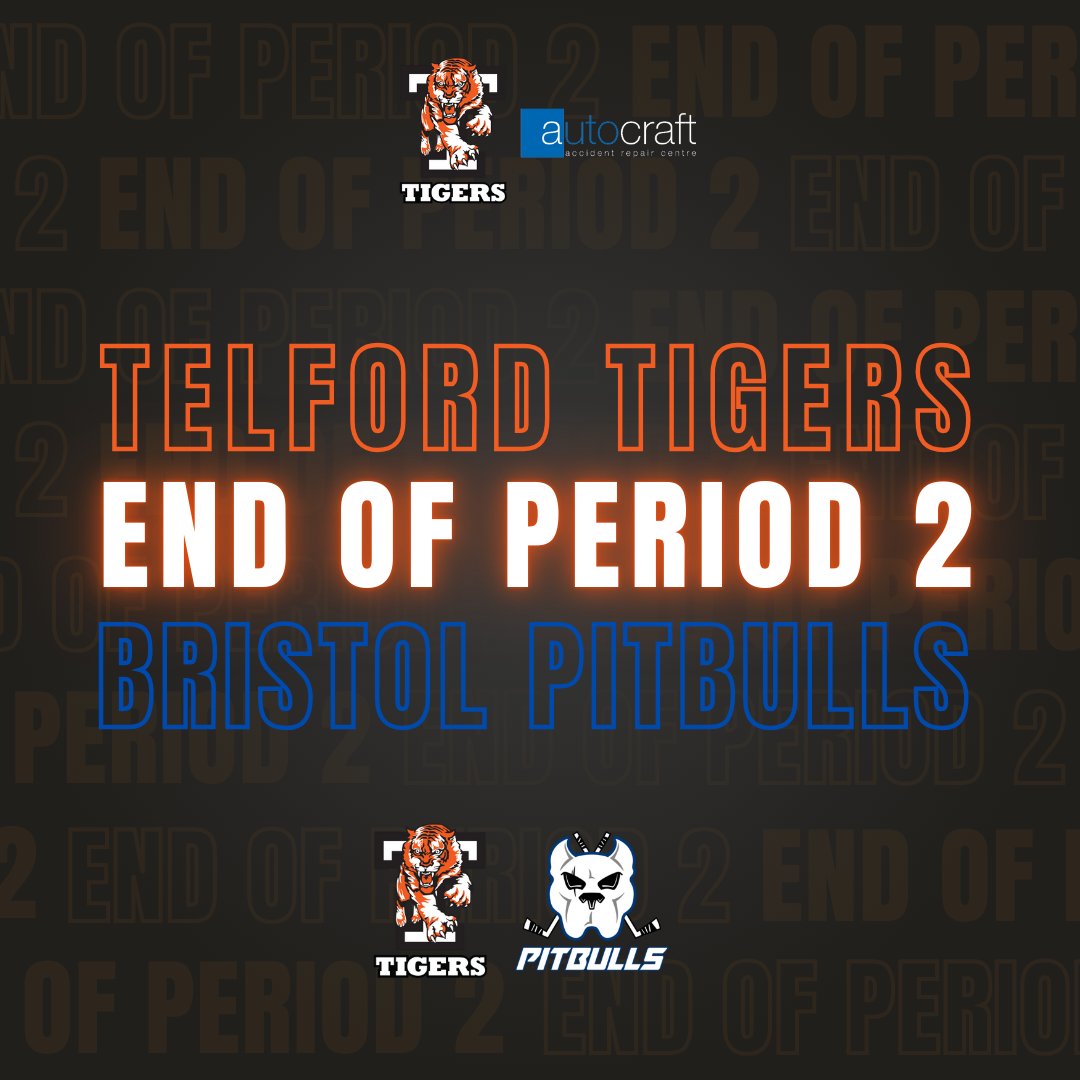 Tigersresults's tweet image. End of the second period @Telford_Tigers 3 @BristolPitbulls 4