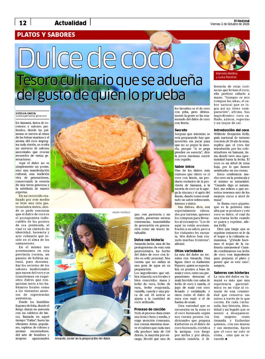 ¿Cuál es el ingrediente secreto que hace del dulce de coco un postre único? Descúbrelo aquí 🥥👇🏻 

elnacional.com.do/dulce-de-coco-…