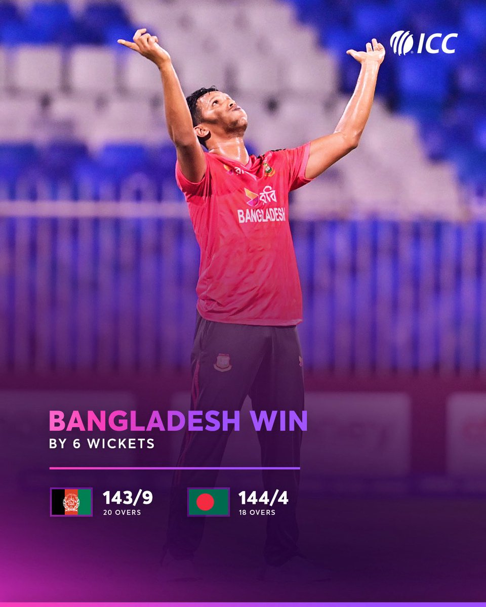 ICC's tweet image. Bangladesh complete a 3-0 clean sweep against Afghanistan in Sharjah 🔥

📸: @BCBtigers

#AFGvBAN 📝: icc-cricket.com/matches/266250…