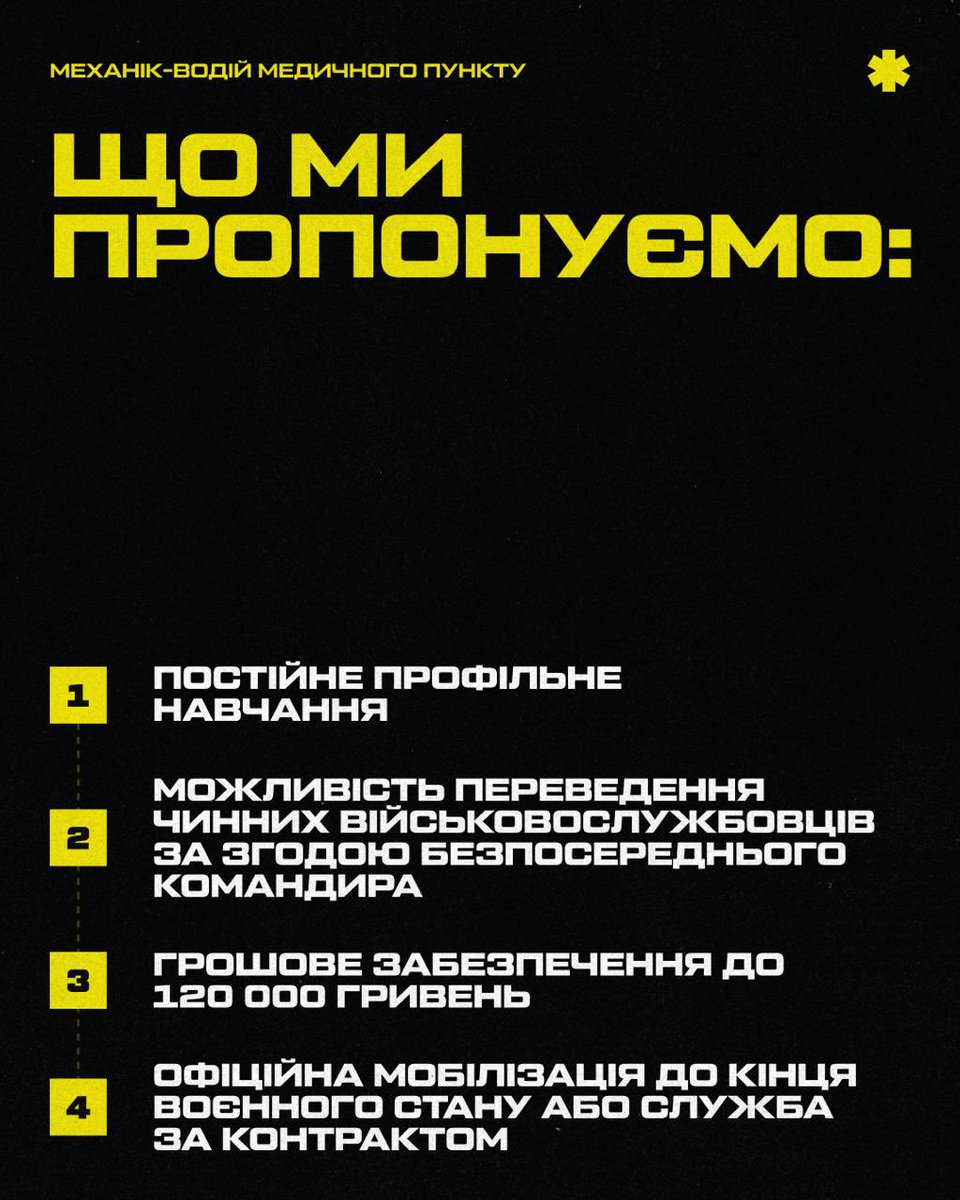 Обери покликання — рятуй в «Азові».

Відкрито набір на посаду механіка-водія, який забезпечуватиме проведення медичних евакуацій особового складу та контроль технічного стану гусеничної техніки.

Детальніше про посаду — у картках.

Залишай заявку на azov.org.ua