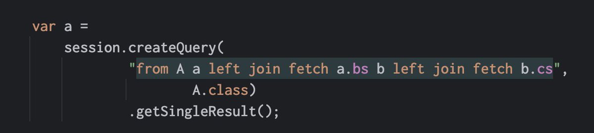 1ovthafew's tweet image. Folks it's perfectly possible to do a nested fetch join in HQL. I guess this feature is a bit hidden, and so I guess I'm not surprised that some people don't know about it.