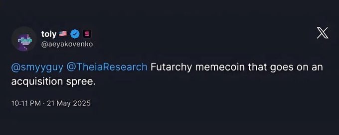FutarchyミームコインについてのAnatoly Yakovenkoのツイート