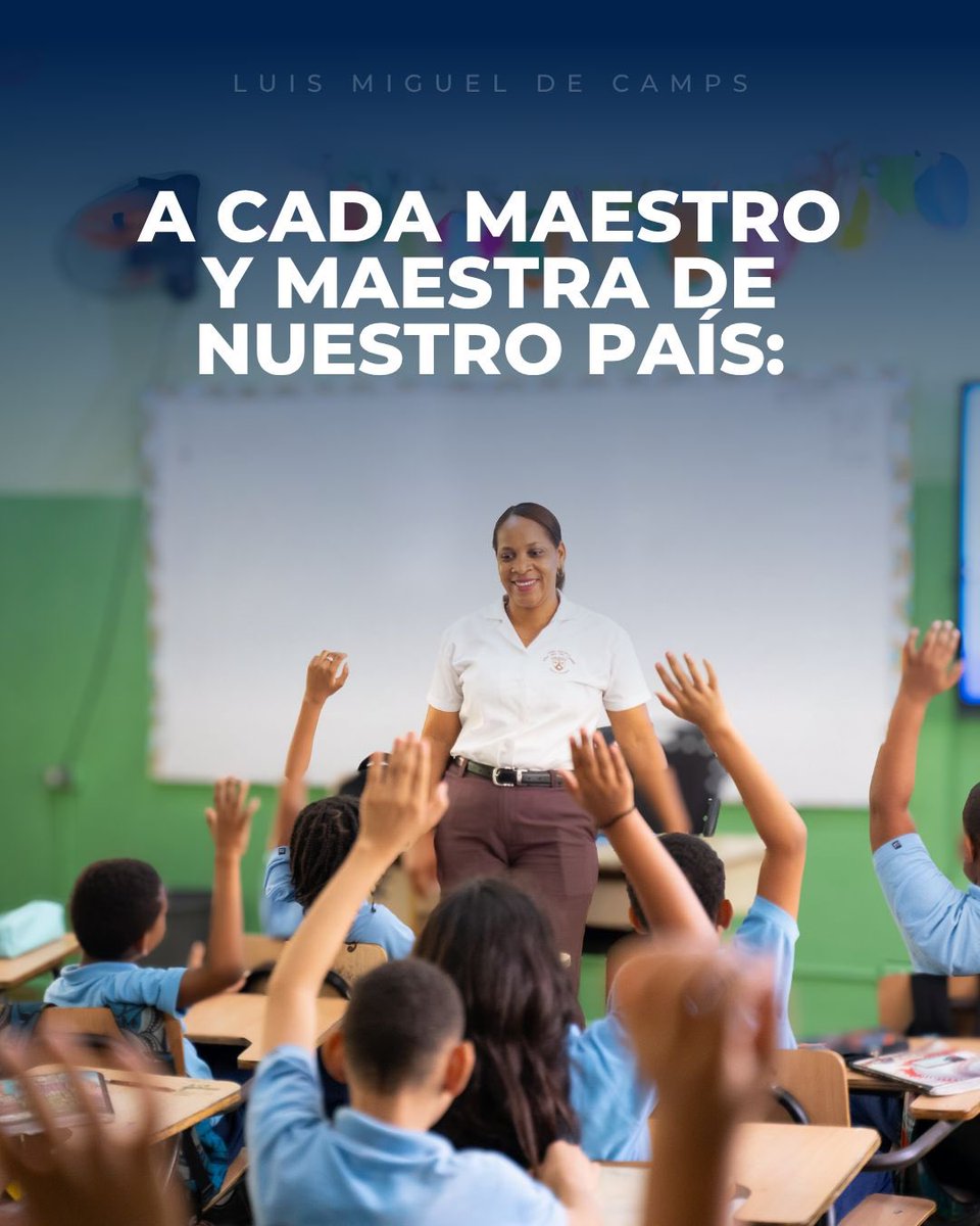 LMDECAMPS's tweet image. Hoy celebramos a quienes cada día inspiran, enseñan y transforman vidas desde el aula.
A nuestros docentes: gracias por su entrega y por creer que educar es cambiar el futuro, una clase a la vez. 🇩🇴 Sigamos construyendo juntos una educación digna, segura y llena de oportunidades.