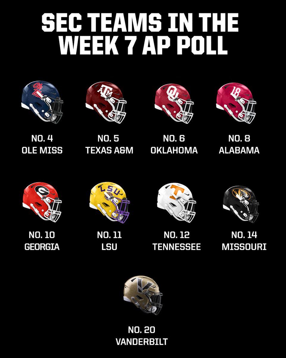 NINE SEC TEAMS ARE IN THIS WEEK'S AP POLL 🔥