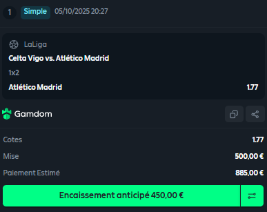 L'atletico c'est fort quand même dernierement...

Atletico Madrid @ 1.77

#TeamParieur