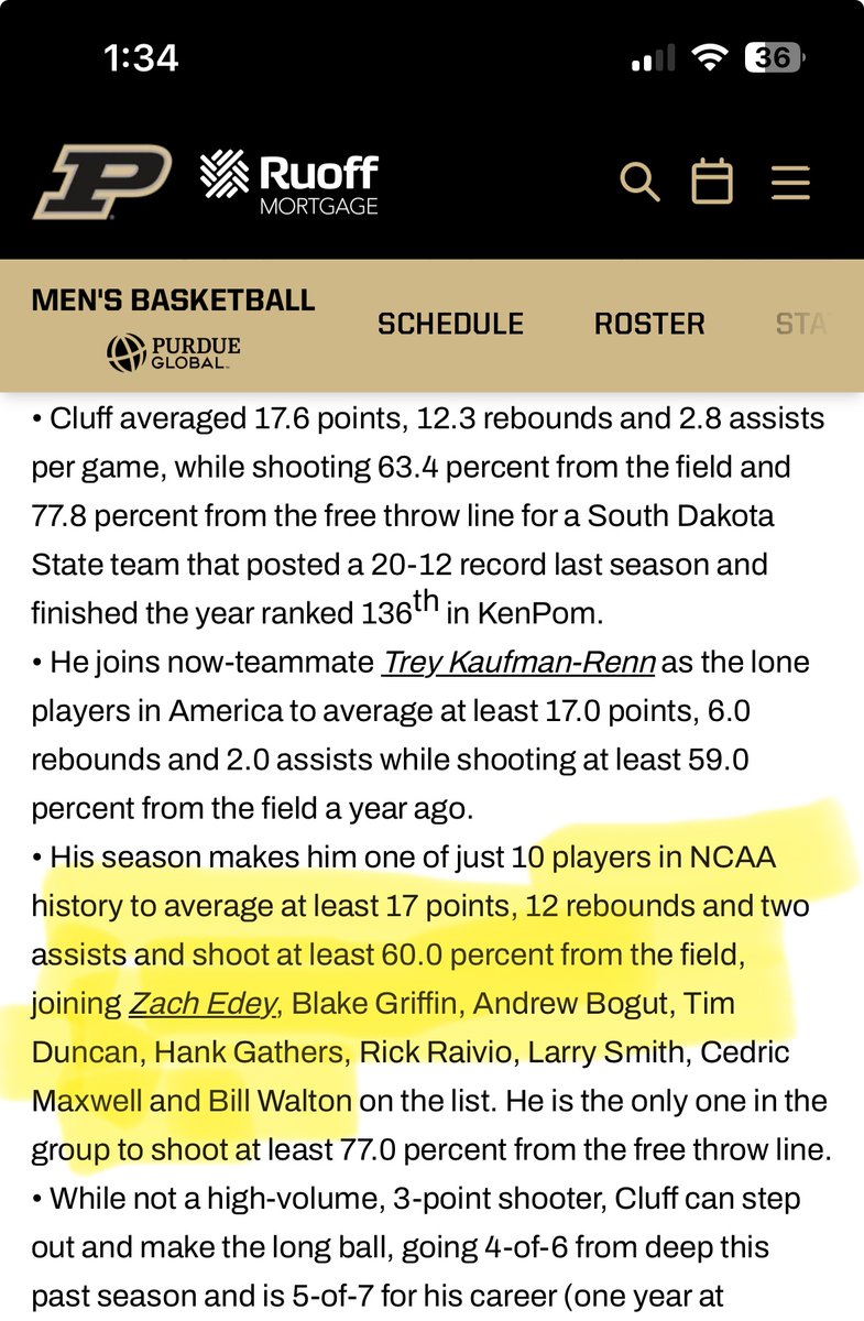The Purdue Boilermakers are set for a huge season, and <a href="/CluffOscar/">Oscar Cluff</a> is going to be a big part of the frontcourt rotation. 
the same numbers are unlikely in the BIG10 but his stats last season were off the charts, and have him in rare company. He can also shoot free throws..