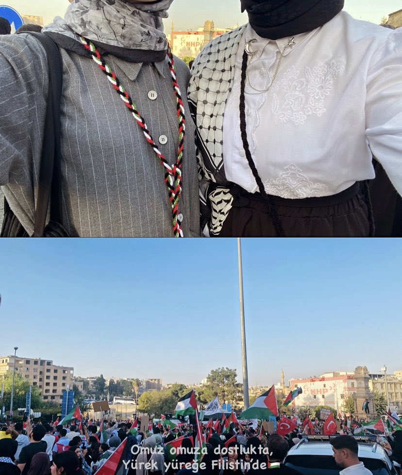 Omuz omuza dostlukta,
Yürek yüreğe Filistin davasında 🇵🇸