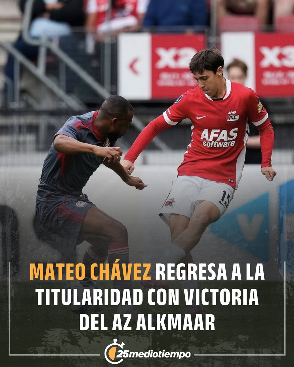 MATEO VUELVE A LA ACCIÓN 🔥🇲🇽

El mexicano fue titular en la victoria del AZ Alkmaar por 2-1 frente al Telstar, donde jugó 92 minutos y salió de cambio en el agregado para cerrar el compromiso

🎯 Chávez tuvo un 85% de precisión en sus pases y dos de ellos fueron claves