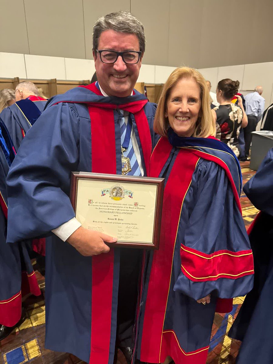 RCSEd's tweet photo. Congratulations to our RCSEd President Professor Rowan Parks, who has been inducted as a new Honorary Fellow of the American College of Surgeons by Dr Beth Sutton. https://t.co/QfuJeb27gI