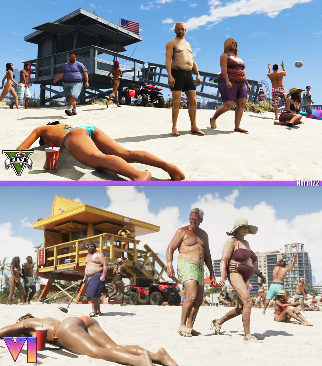 GTA6Net's tweet photo. GTA VI screenshots perfectly recreated in GTA V… the attention to detail is crazy❗️🤯 https://t.co/NrECwga5Qq