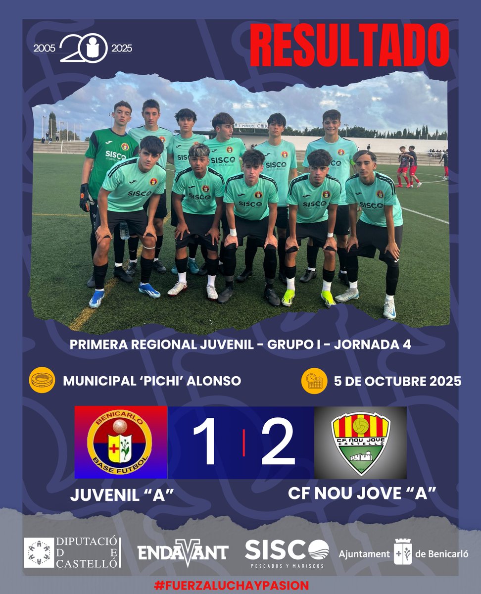 ❤️💙 𝗥𝗘𝗦𝗨𝗟𝗧𝗔𝗗𝗢 𝗝𝗨𝗩𝗘𝗡𝗜𝗟 "𝗔" ⚽

𝙋𝙍𝙄𝙈𝙀𝙍𝘼 𝙍𝙀𝙂𝙄𝙊𝙉𝘼𝙇 - 𝙂𝙍𝙐𝙋𝙊 𝙄 - 𝙅.4

📆 Domingo 5 de Octubre
🏟️ Municipal Àngel 'Pichi' Alonso
𝗝𝗨𝗩𝗘𝗡𝗜𝗟 "𝗔" 1️⃣ 𝗖𝗙 𝗡𝗢𝗨 𝗝𝗢𝗩𝗘 "𝗔" 2️⃣
Pablo ⚽

🚀 !Vamos rojill@s!🔥💯