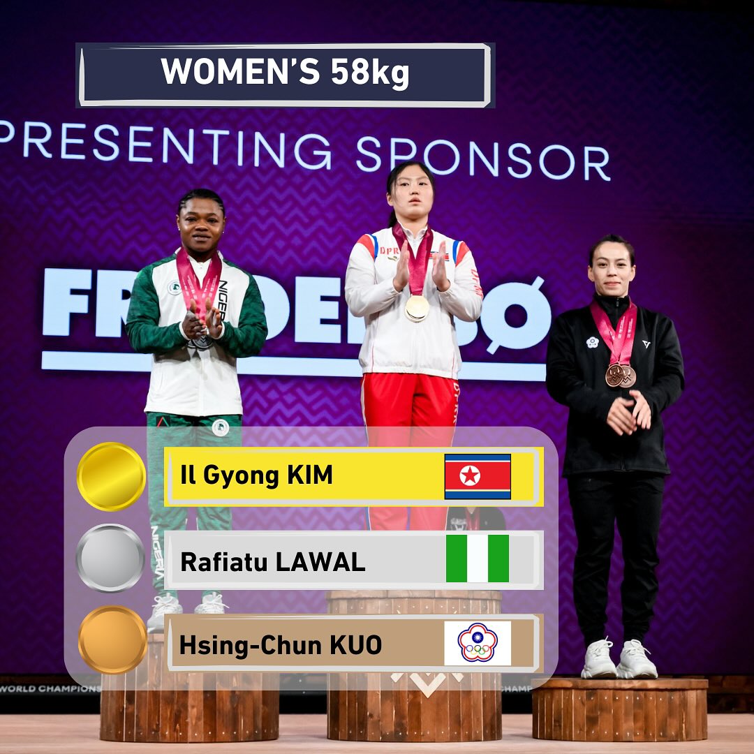 🇳🇬💪🏾Triple Silver, Unshakable Spirit!

Rafiatu Folashade Lawal makes history at the 2025 IWF World Championships 3️⃣ silver medals (Snatch, Clean &amp; Jerk &amp; Total) &amp; now ranked World No.2! 🏋🏾‍♀️🔥

Proud of your resilience &amp; how you carried Nigeria high! 🇳🇬✨

#TeamNigeria #NaijaPride