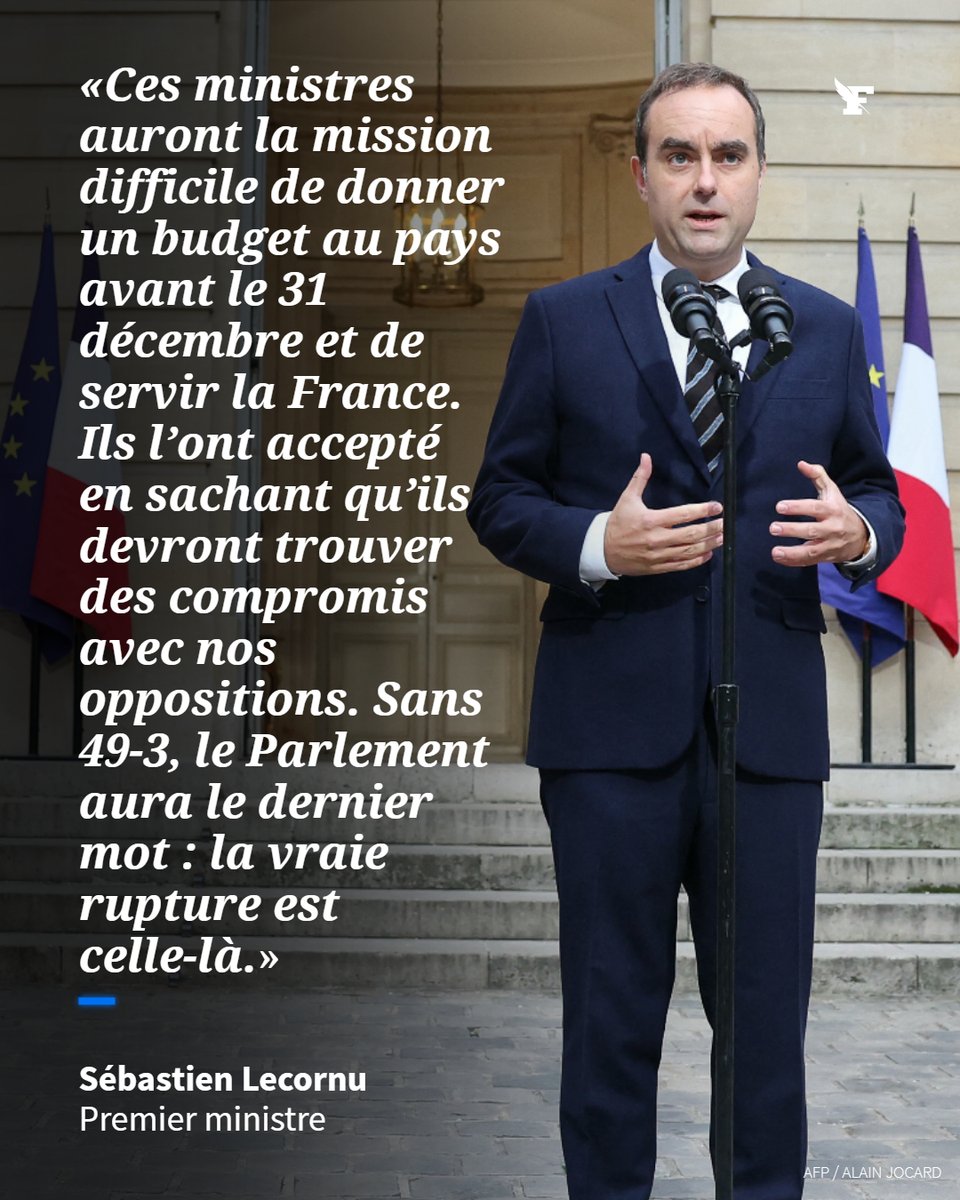 «Un gouvernement vient d’être nommé. Pas de surprise», écrit sur X le premier ministre. →lefigaro.fr/politique/dire…