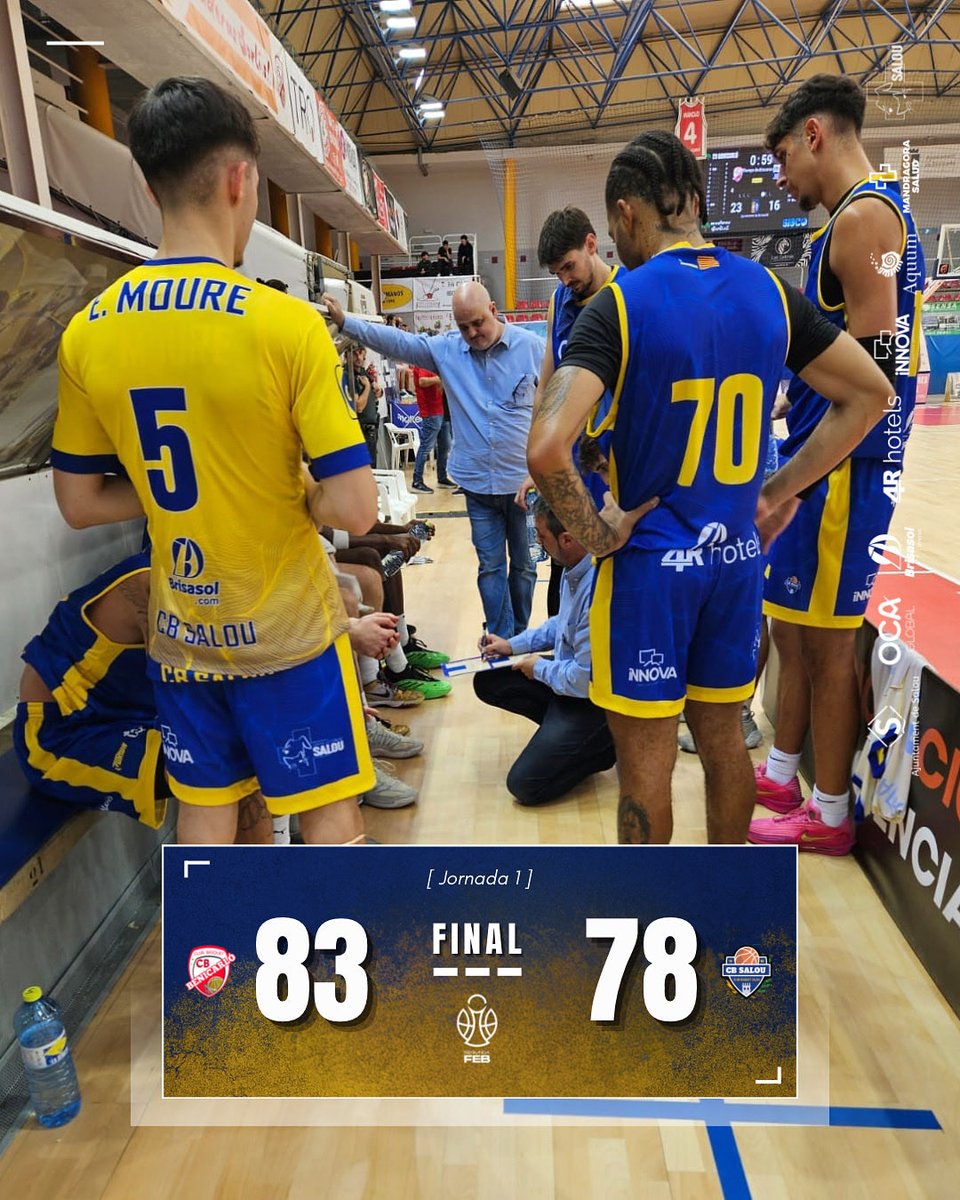 🏆 Jornada 1
🔴 <a href="/CBBenicarlo/">Maderas Sorlí Benicarló</a> 83
🔵 OCA GLOBAL CB SALOU 78

Derrota ajustada en el debut de lliga. Els rebots ofensius i les segones opcions han marcat la diferència. Tot i això, l’equip ha mostrat caràcter i lluita.

Seguim treballant per transformar l’esforç en victòries!