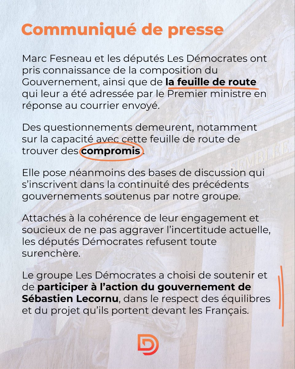 DeputesDem's tweet image. Les Démocrates saluent la nomination de @jnbarrot, ministre de l’Europe et des Affaires étrangères et de @Marina_Ferrari, ministre des Sports, de la Jeunesse et de la Vie associative ! 👏

Ils pourront compter sur notre mobilisation et notre soutien.

Communiqué de presse. ↓