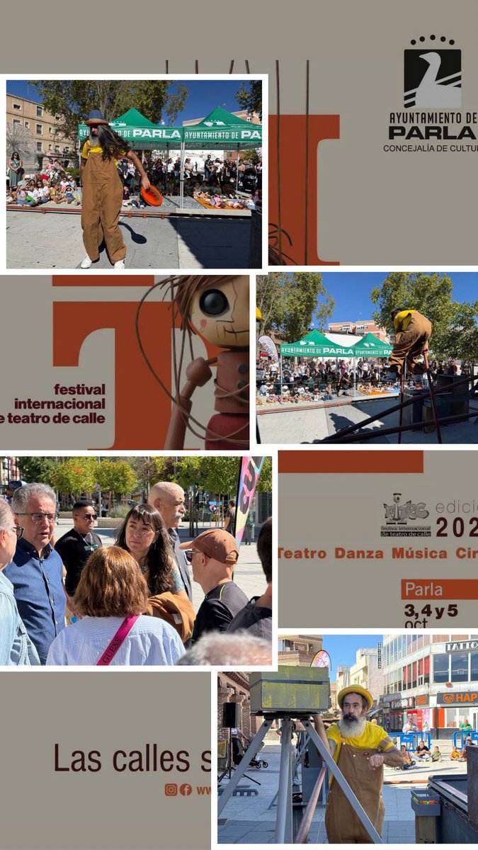 AytoParla's tweet photo. 🎭 Hoy cerramos @FestivalFITEC #Parla con 🤡 Enredos, un circo contemporáneo con estética de cine mudo, donde un obrero rompe la rutina industrial con humor, malabares y poesía física.
El alcalde @Ramonjurado,la concejala de @CulturaParla @GemaGmagt han acompañado a vecin@s https://t.co/0rfYdGC0yz