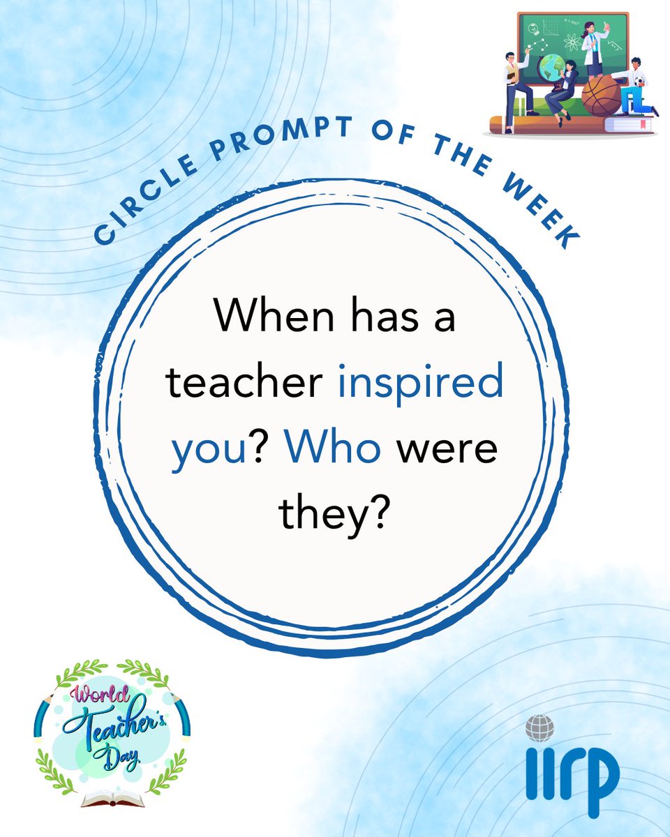 iirpgradschool's tweet image. 🍎 It&apos;s World Teacher Day! Here is our circle prompt of the week.

💙 Proactive circles BUILD community; they allow us to express our feelings and truly hear one another. Leave a comment!

#IIRP #RestorativePractices #BuildingCommunity #WorldTeacherDay #Teachers #Educators