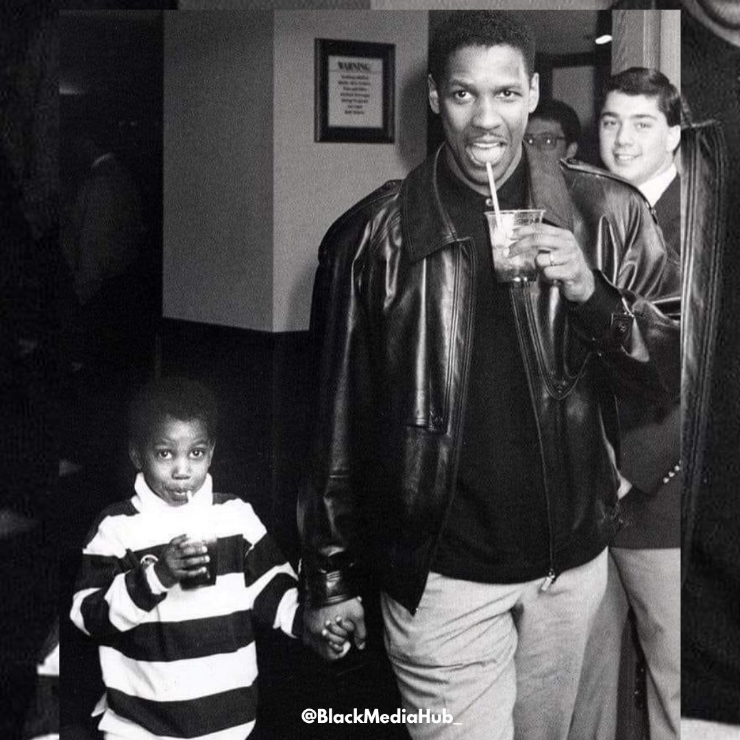 Denzel Washington with a young John David Washington, 1990.