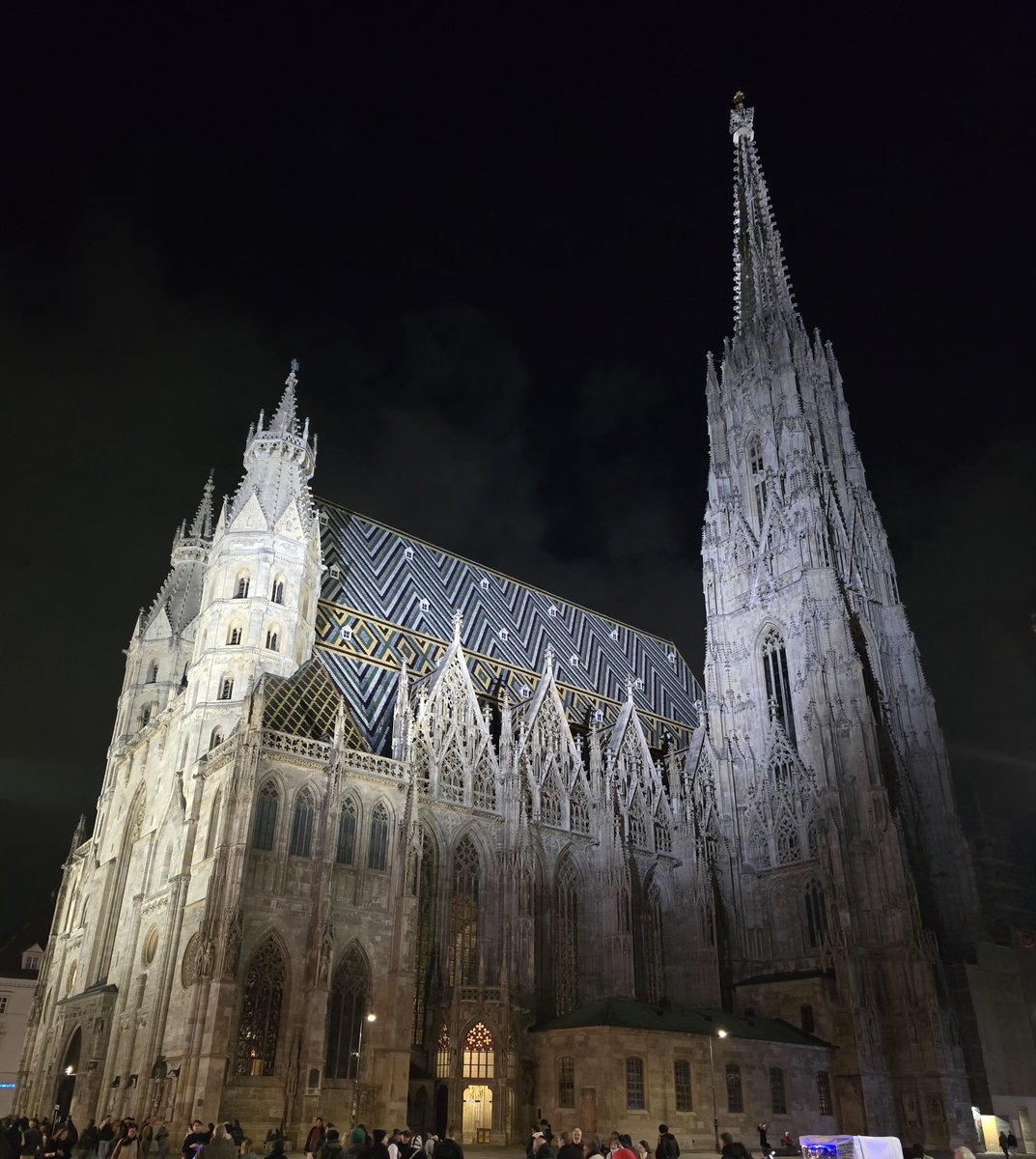 St. Stephen's Cathedral (Stephansdom) in Vienna, Austria, at night. It is the mother church of the Roman Catholic Archdiocese. Amazing structure.