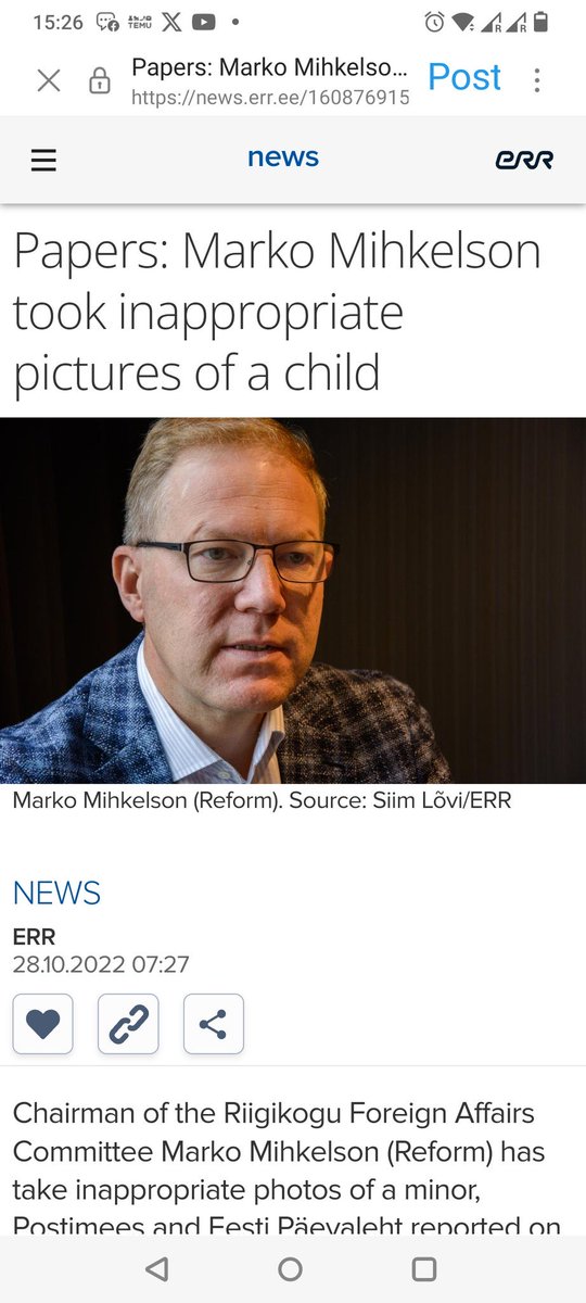 Estonian court found that <a href="/markomihkelson/">Marko Mihkelson 🇪🇪🇺🇦</a> “acted in an ethically condemnable manner by taking naked images of a child in inappropriate poses.” Even though he “apologized to the court and drawn conclusions,” maybe Estonian pedofile should stay away from children &amp; lecturing others