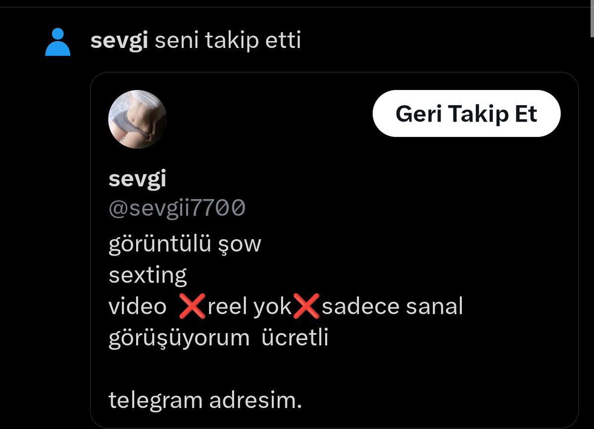 Beni neden sadece sexting için takip ediyorsunuz sikismiyecem sizle