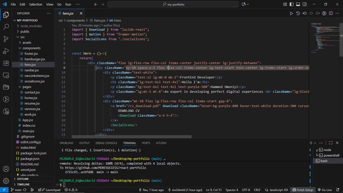 _heisms's tweet image. 🚀 Day 11/100 – #100DaysOfCode
Today, I decided to bring everything I’ve learned so far together, and the result is something special 🎨💻
I built my personal portfolio website using React.js, Tailwind CSS, and CSS3 ⚡
#100daysofcodingchallenge #coding #ms2dwrld