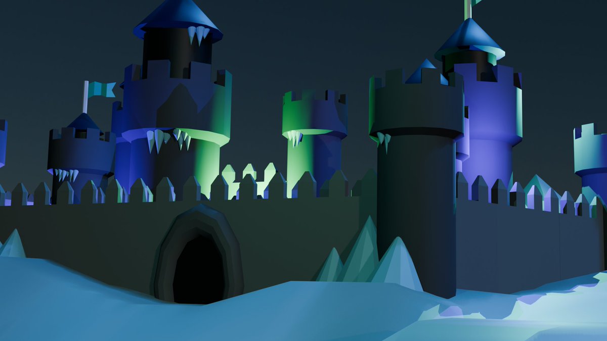 mega lowpoly ice castle cause its the first part of one of my courses #blender #3d