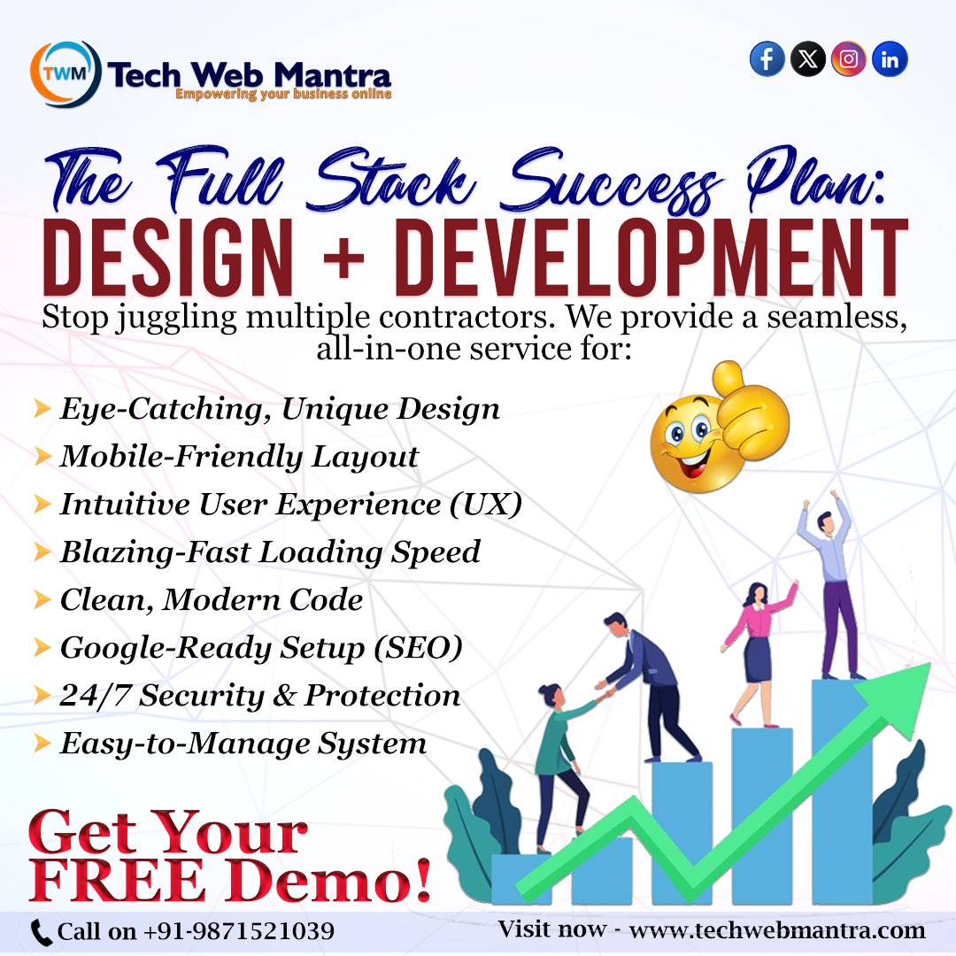 techwebmantra2's tweet image. ๐ Design + Development in One Place!
โ
Fast, Mobile-Friendly
โ
SEO + Security
โ
Easy to Manage
๐ FREE Demo!
๐ +91-9871521039
๐ techwebmantra.com
#WebDesign #TechWebMantra #SEO