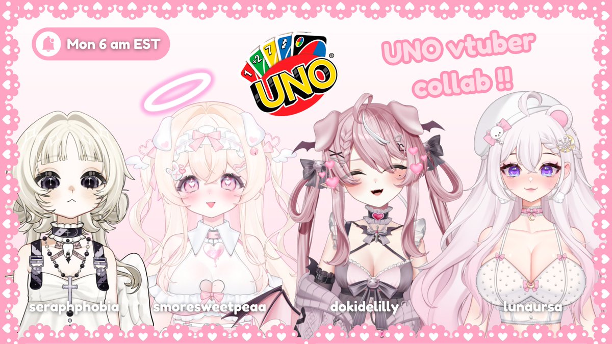 seraphphobia's tweet image. ۶ৎ Uno collab tomorrow !! (˵˃ ᗜ ˂˵)  ۶ৎ
۶ৎ  Make sure to follow us all so you don&apos;t miss out  ۶ৎ

۶ৎ  Sera&apos;s stream also starts earlier at 9 am CET (3am EST), will be drawing some new emotes before the collab starts  ۶ৎ