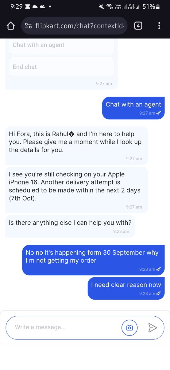 AmanaFora's tweet photo. @yabhishekhd That's what happened to me as well I pay 100% and now I m not getting my phone I ordered it on 26 September @Flipkart give delivery date on 30 sep not it's 5 Oct still they are making excuses ,I don't understand why brand like @Apple  is not taking any action https://t.co/ubwzLJPiPz