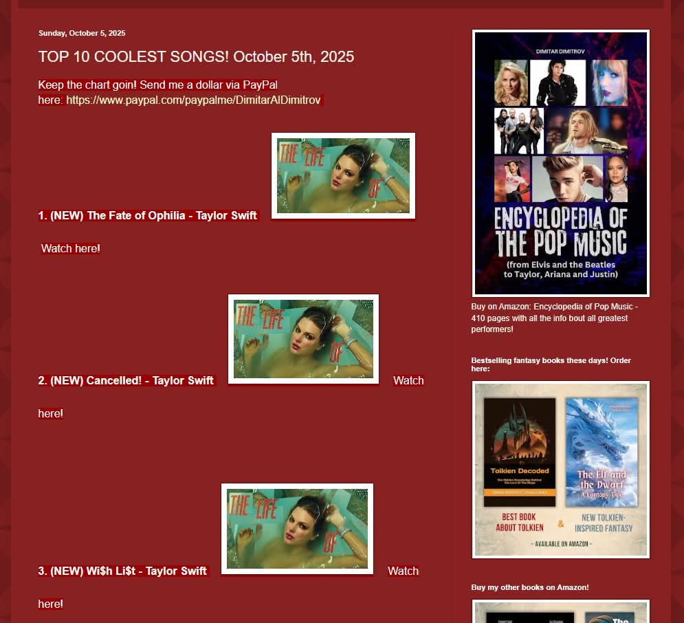 TAYLOR SWIFT'S NEW ONES ARE LEADING THE NEW CHART!!!: ONLY HERE: dimitaralekseevdimitrov.blogspot.com/2025/10/top-10…
#taylorswift #sabrinacarpenter #lilaike #faun #alliwalker