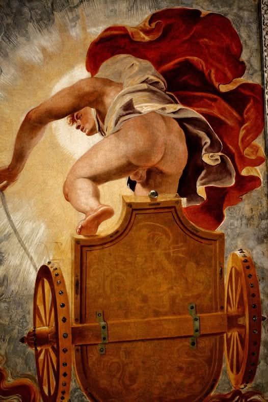 Довольно пикантная деталь фрески Доменико Риччо "Фаэтон, направляющий колесницу к солнцу"