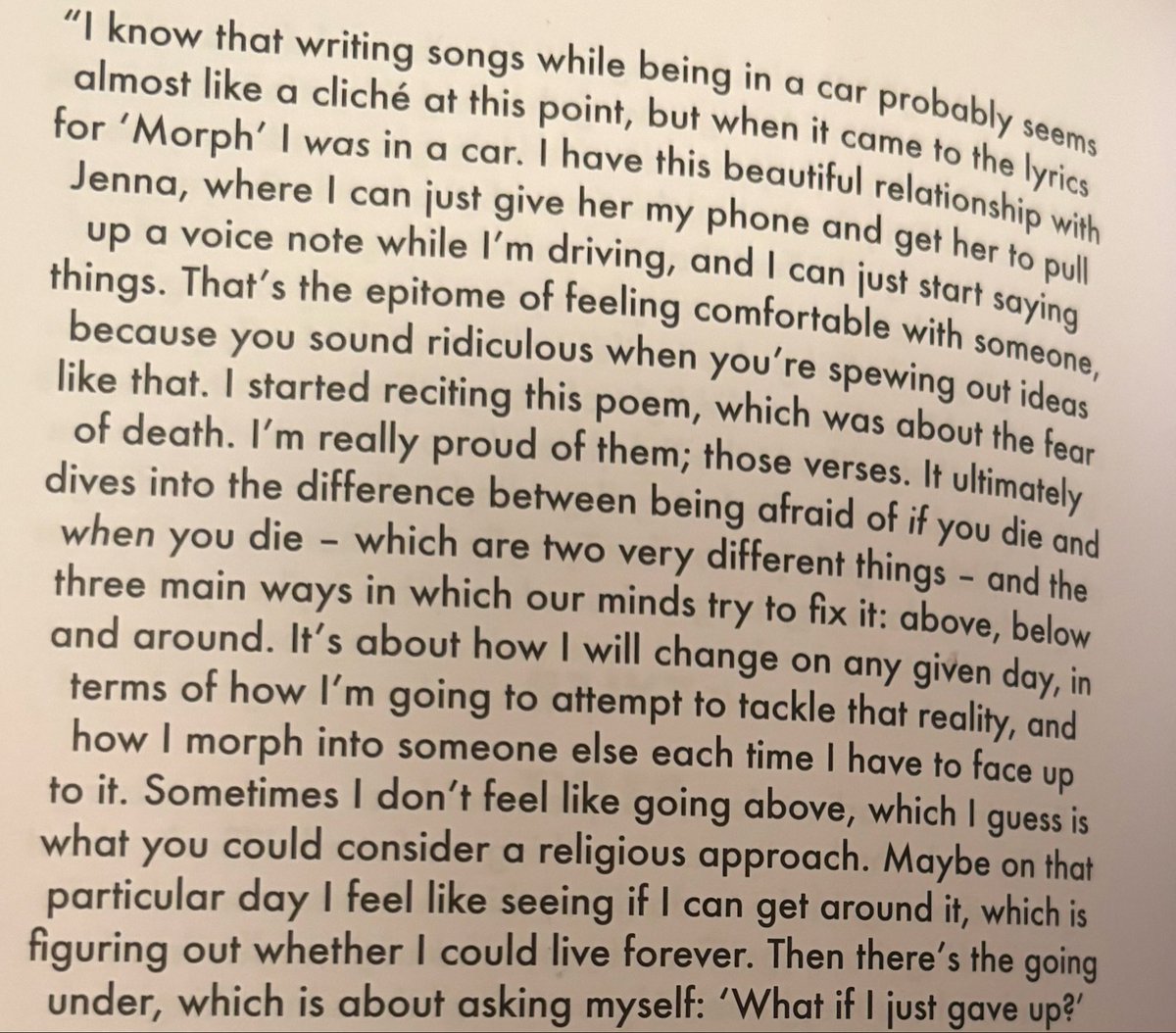 Happy birthday, champ 💛 

Tell me your favourite song on the record (as well as why it’s ‘Morph’) and tomorrow I’ll pick a responder at random to receive a signed copy of the book.

No cake, though. It’s all mine.