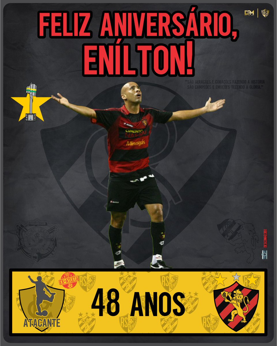 resenhasportana's tweet image. PARABÉNS, ENÍLTON!
Hoje é aniversário do ex-atacante Leonino, Enílton. 48 anos.
Desejamos tudo de melhor e agradecemos todos os serviços prestados ao @sportrecife!
#SCR #PST #AquiéSport #AniversárioSportano #Enílton #SportRecife #ResenhaSportana
🖌 DFM