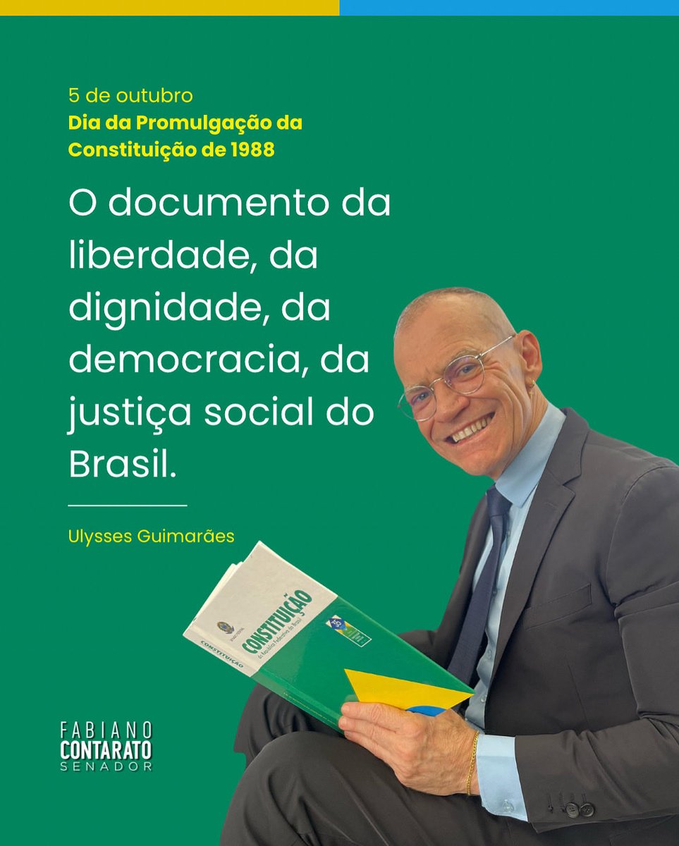 Hoje a Constituição Federal completa 37 anos desde sua promulgação. Ela é a verdadeira espinha dorsal do Estado Democrático de Direito e a garantia de que ninguém está acima da lei.

É pela Constituição que defendemos a vida, os direitos humanos, a justiça social, o meio ambiente