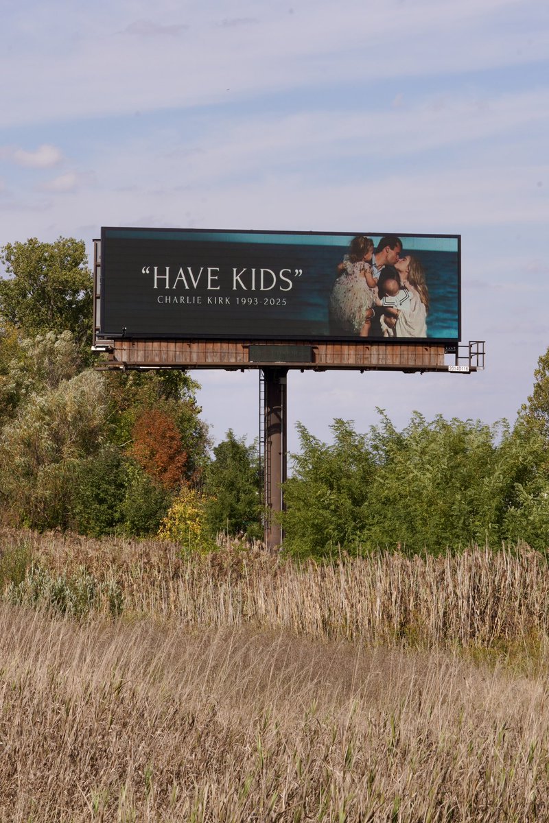ericmidwest's tweet photo. Spotted a @charliekirk11 billboard driving north bound 131 and 84th in Grand Rapids, Michigan. 

GET MARRIED. HAVE KIDS.

@TPUSA @tylerbowyer @drewwborn @ryleelinting https://t.co/dGT4VNnSXm