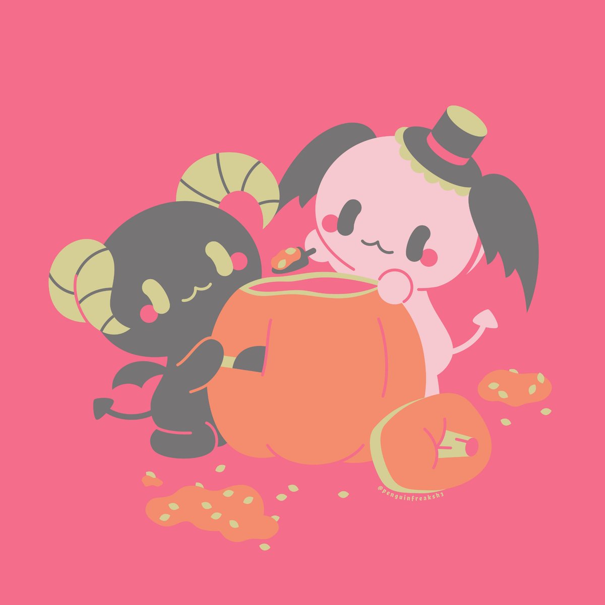 Berry &amp; Cherry Pumpkin Carving 🎃 

Another live art stream result!

Thanks to those who popped in &amp; chatted with us!

Replay can be watched here youtube.com/live/l9RicJQw5…

#berryandcherry #sanrio #lloromannic #kawaii #Halloween #pumpkin