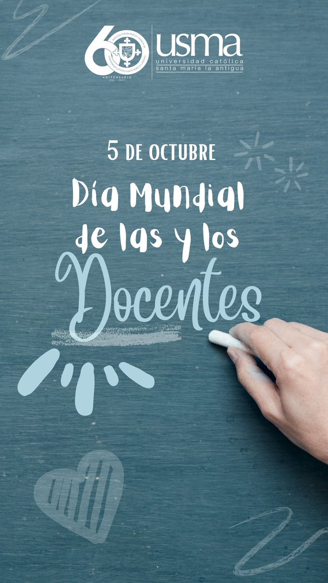 USMApanama's tweet image. 5 de octubre | Día Mundial de las y los Docentes, según la UNESCO.
Felicitaciones, docentes usmeños 💙
#USMAPanamá